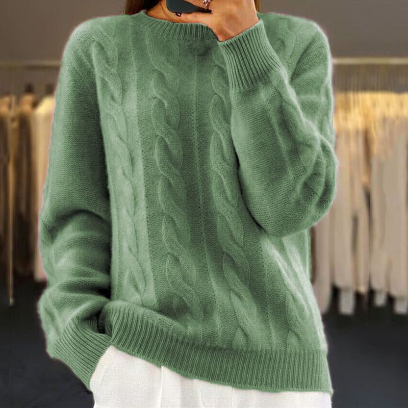 Grace – Klassischer Damen Kaschmir-Zopfmusterpullover