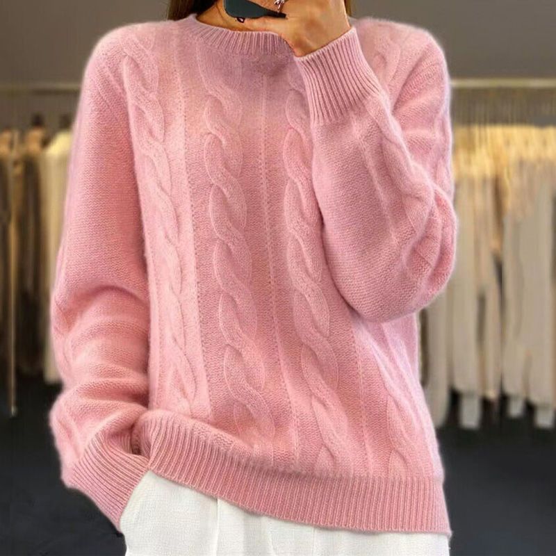 Grace – Klassischer Damen Kaschmir-Zopfmusterpullover