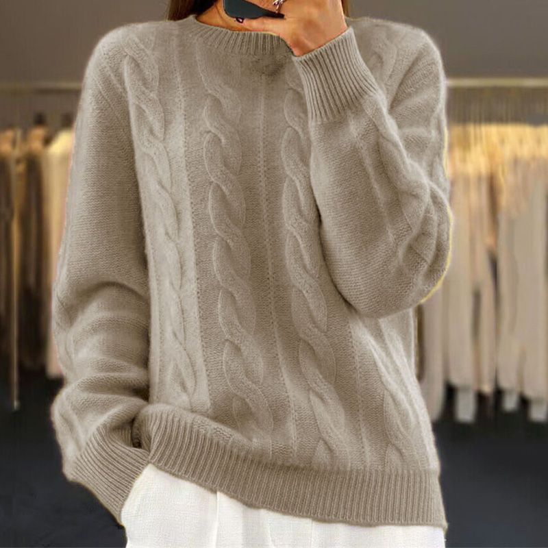 Grace – Klassischer Damen Kaschmir-Zopfmusterpullover