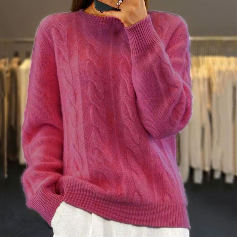 Grace – Klassischer Damen Kaschmir-Zopfmusterpullover
