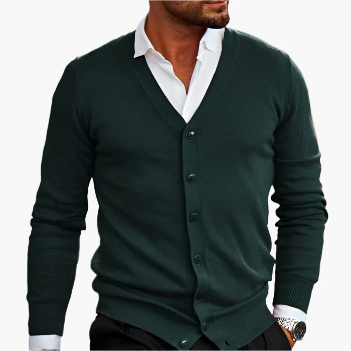 Vielseitige Herren-Strickjacke mit V-Ausschnitt und praktischen Taschen - J&B - 5 - Annoboutique