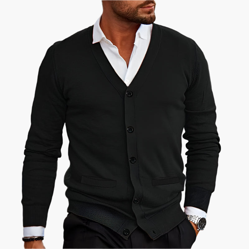 Vielseitige Herren-Strickjacke mit V-Ausschnitt und praktischen Taschen - J&B - 9 - Annoboutique