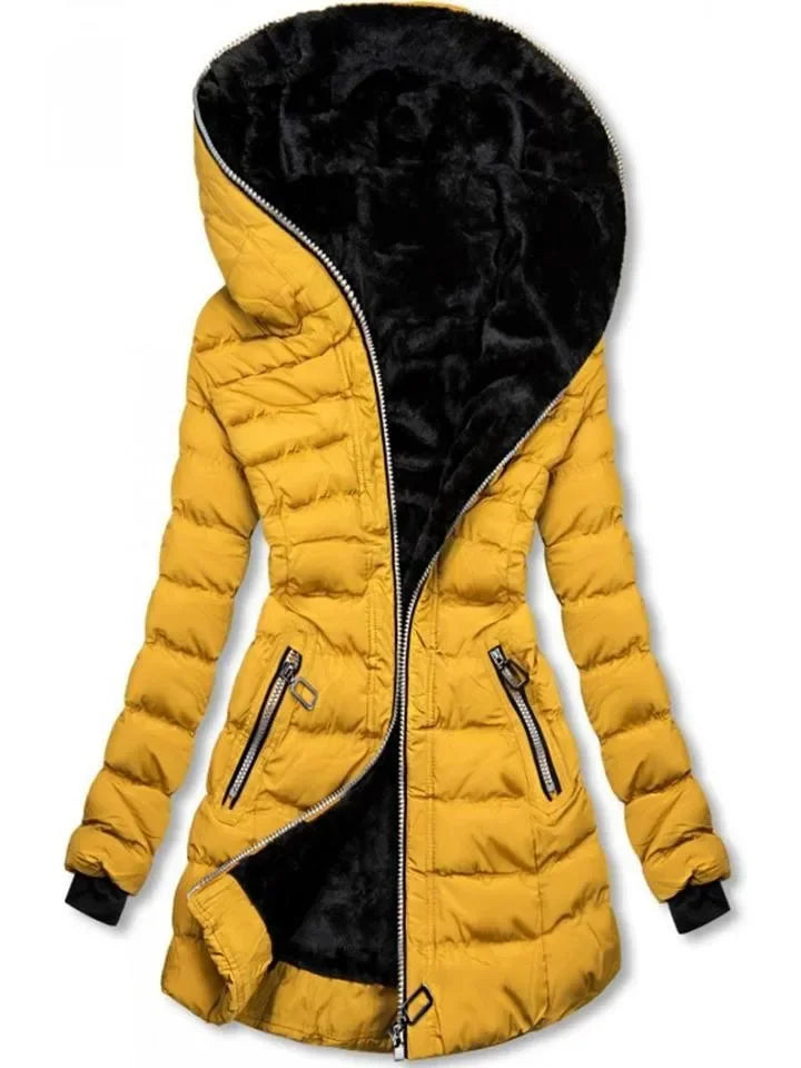 Stylische Damen Daunenjacke mit Kapuze und praktischen Taschen - J&B - 2 - Annoboutique