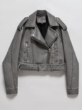 Stylische Damen-Motorradjacke mit Taillengürtel für einen modernen Look - 1 - Annoboutique