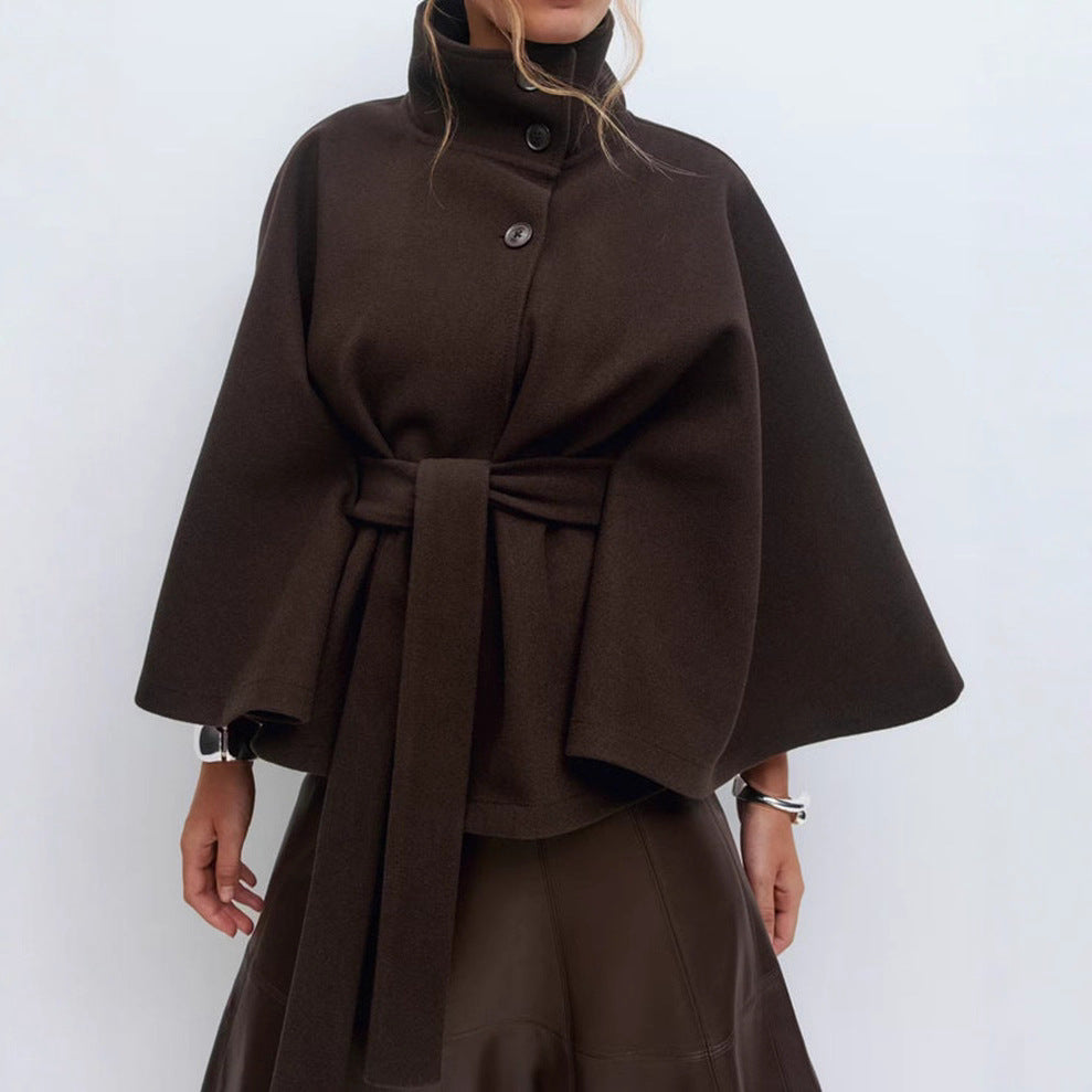 Stylische Damenjacke mit Taillengürtel und hohem Kragen - J&B - 5 - Annoboutique