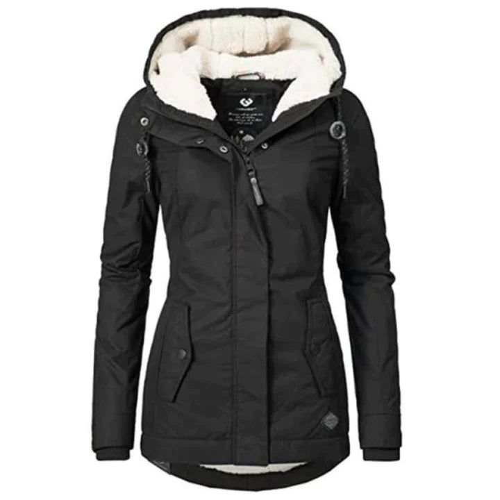 Elina – Damen Parka Winterjacke mit Fellfutter und Kapuze