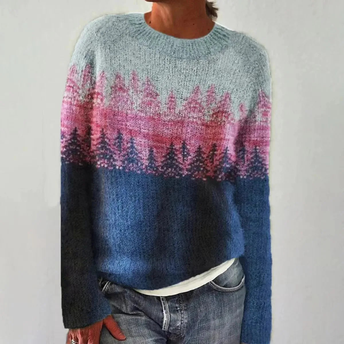Ella – Bunter Strickpullover mit Rundhalsausschnitt Damen
