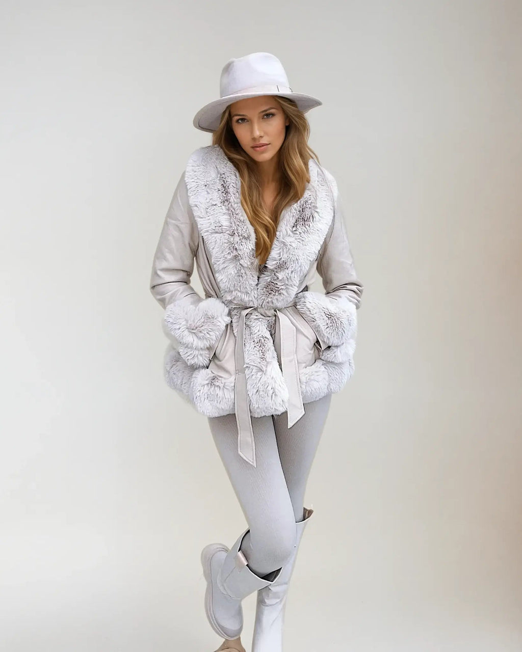 Sofia - Damen Winterjacke mit Kunstpelzkragen