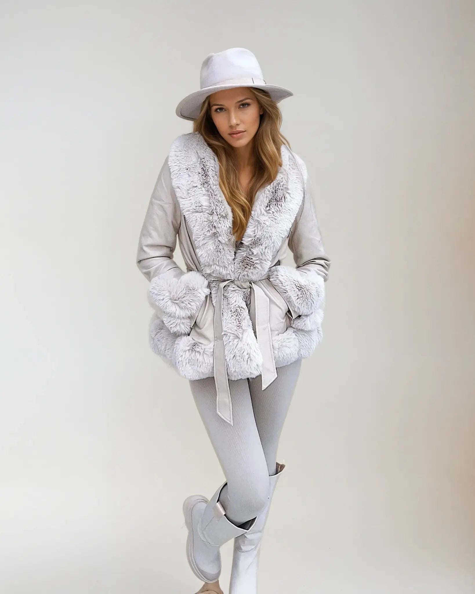 Sofia - Damen Winterjacke mit Kunstpelzkragen
