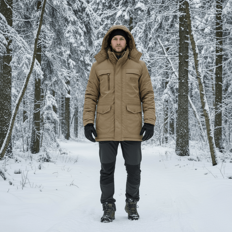 Herren Jacke mit Fleece-Innenfutter und Abnehmbarer Kapuze - J&B - 12 - Annoboutique