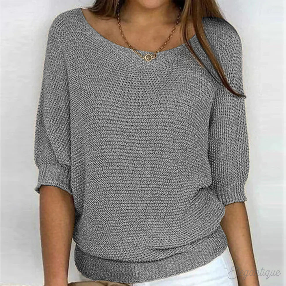 Mira – Lockerer Strickpullover Damen mit weitem Ausschnitt