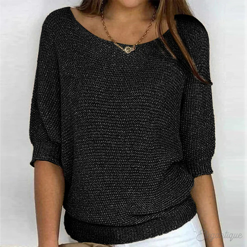 Mira – Lockerer Strickpullover Damen mit weitem Ausschnitt