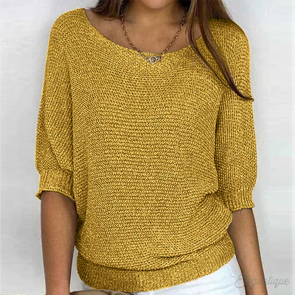 Mira – Lockerer Strickpullover Damen mit weitem Ausschnitt