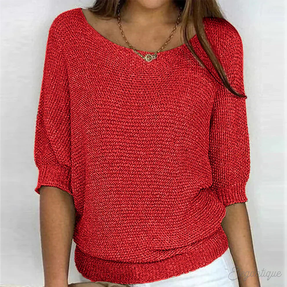 Mira – Lockerer Strickpullover Damen mit weitem Ausschnitt