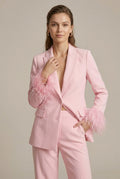 Elegantes Damenblazer-Hosen-Set mit Federdetails - J&B - 1 - Annoboutique