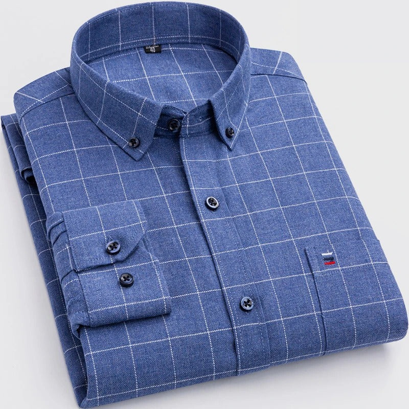James – Kariertes Langarmhemd mit Button-Down-Kragen Herren