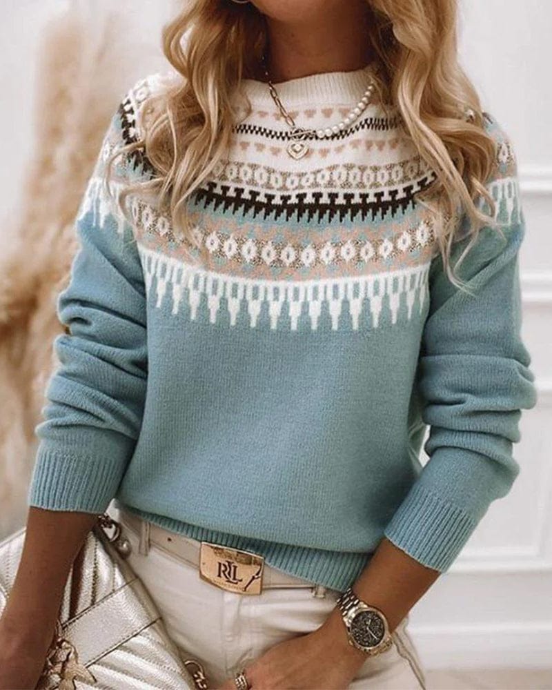 Isla – Gemusterter Damen Kaschmir-Strickpullover