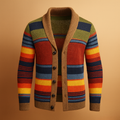 Chunky knitted vintage cardigan for men with button closure and soft warm fabric, perfect for autumn and winter casual or formal wear.