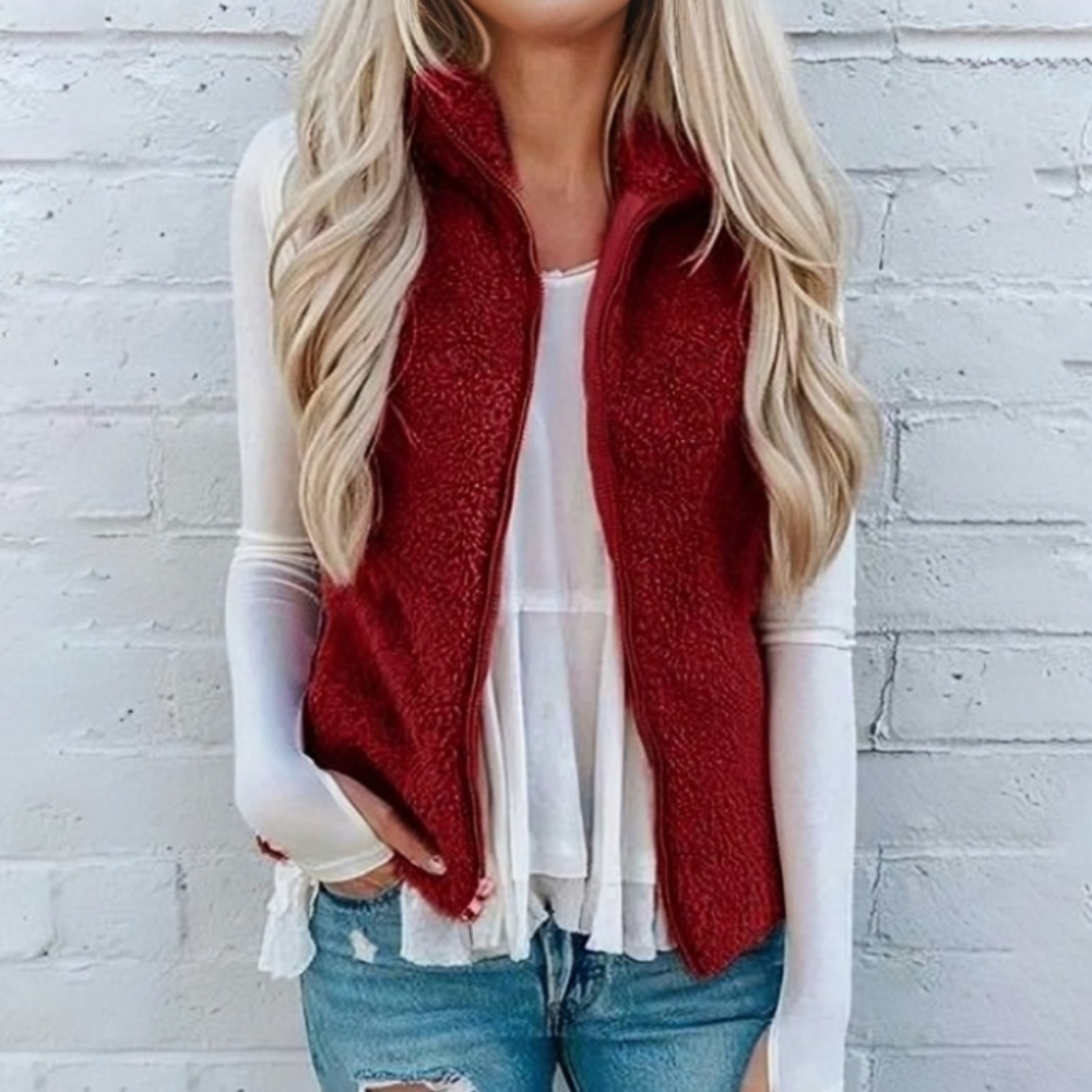 Mira – Weiche Fleece-Weste mit Stehkragen für Damen