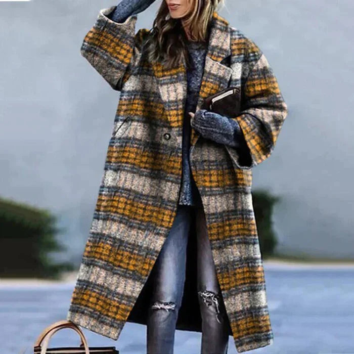 Olivia – Langer Karomantel mit Oversize-Silhouette für Damen