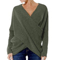 Janine - Damen Strickpullover mit Wickeloptik und V-Ausschnitt
