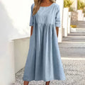 Mara – Damen Midikleid mit lockerer Passform und Rundhalsausschnitt